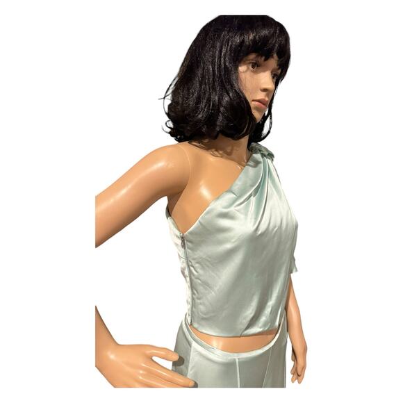 NWT AMUR April top one shoulder drape & matching pants green size Small - Picture 9 of 12